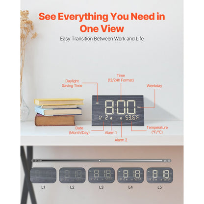 EK8800 - Elegant Dual Alarm Clock with USB & Night Light Features