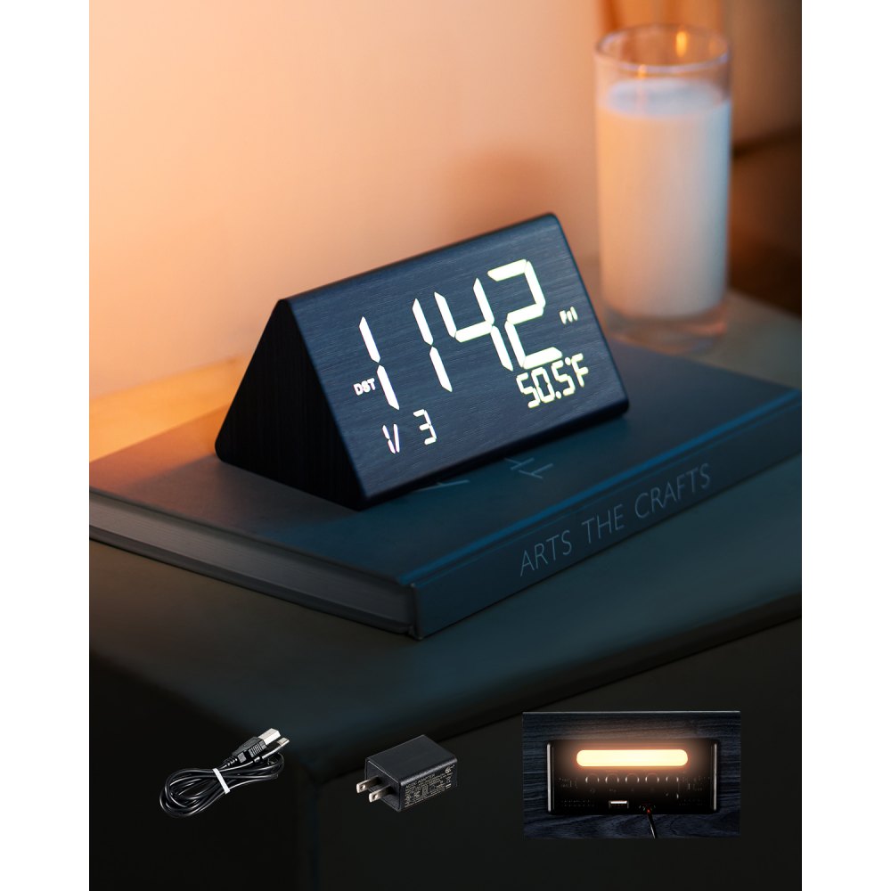 EK8800 - Elegant Dual Alarm Clock with USB & Night Light Features