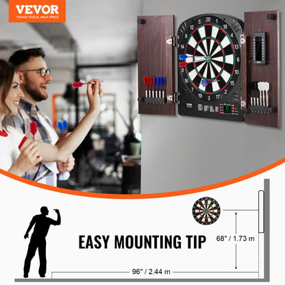 9176WD - 13.5" LED Dartboard Cabinet Set for 1-8 Players