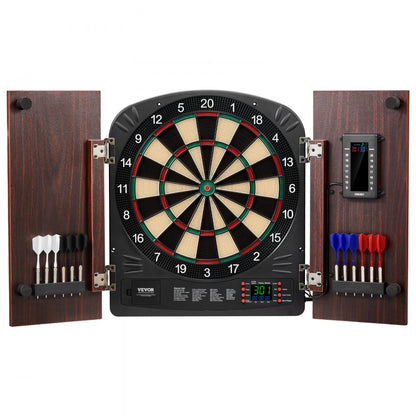 9176WD - 13.5" LED Dartboard Cabinet Set for 1-8 Players