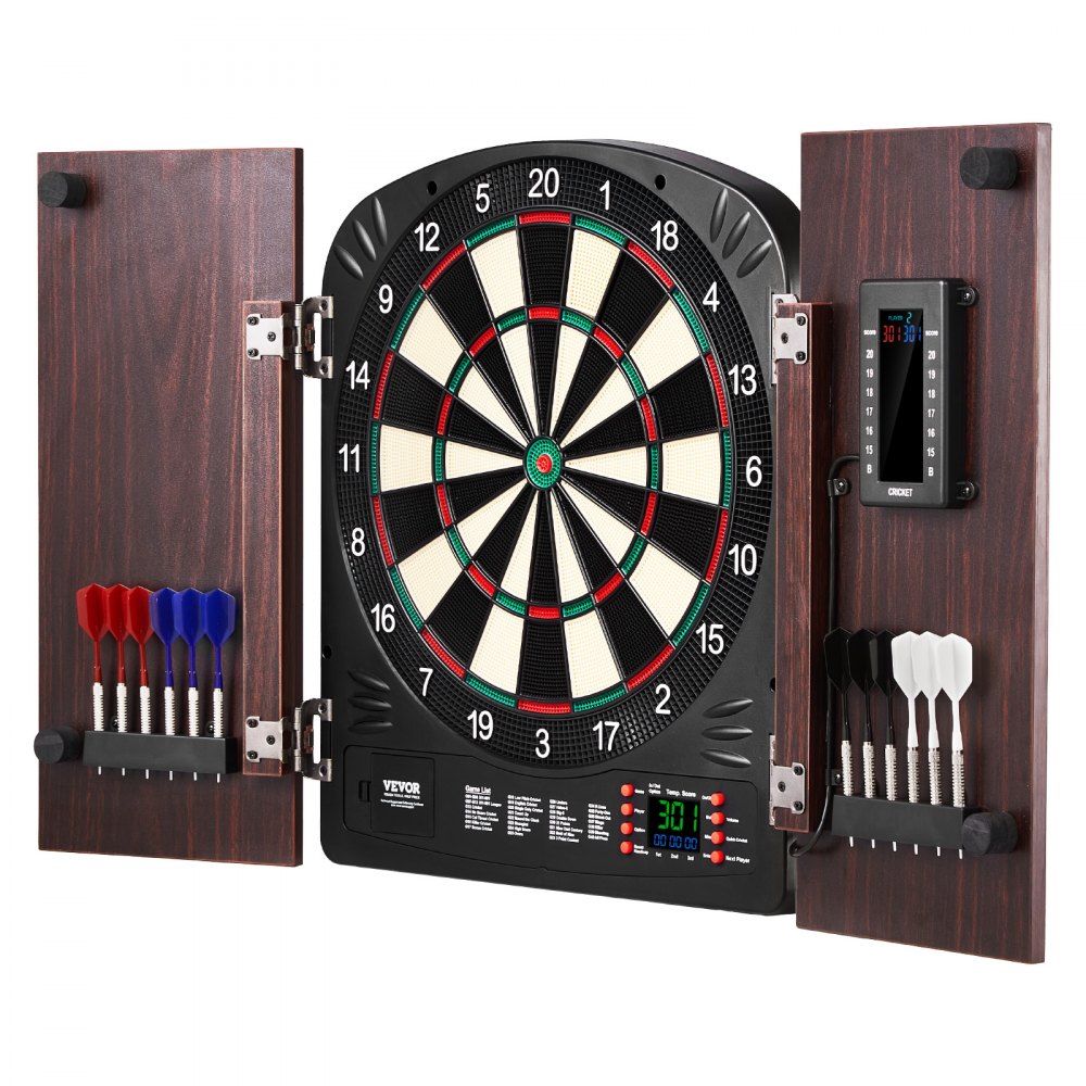 9176WD - 13.5" LED Dartboard Cabinet Set for 1-8 Players