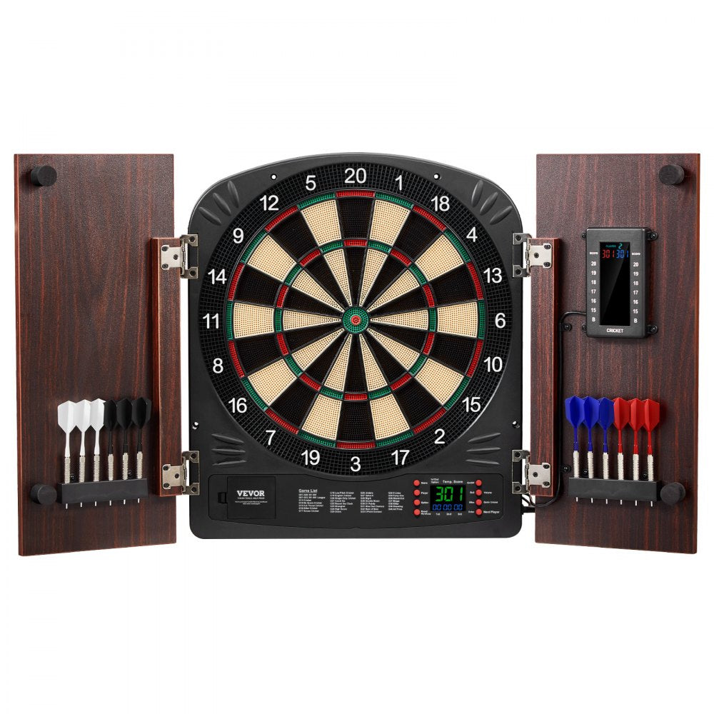 9176WD - 13.5" LED Dartboard Cabinet Set for 1-8 Players