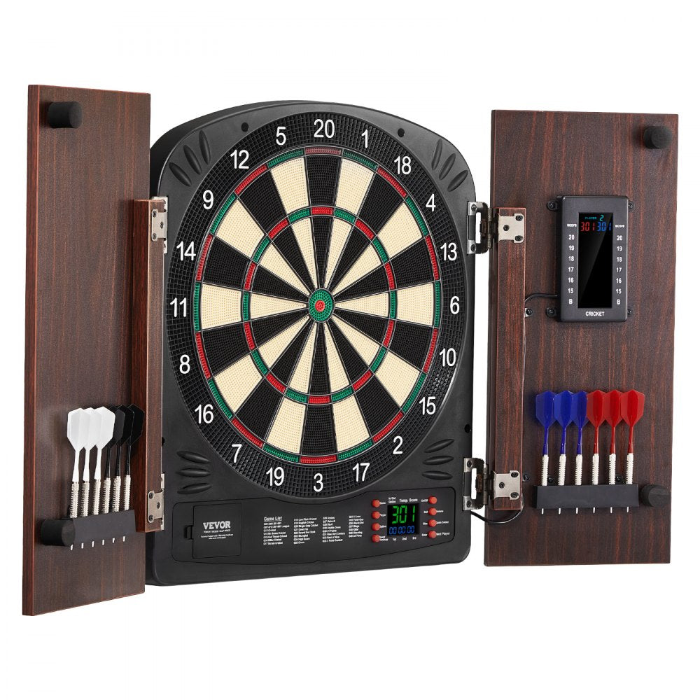 9176WD - 13.5" LED Dartboard Cabinet Set for 1-8 Players