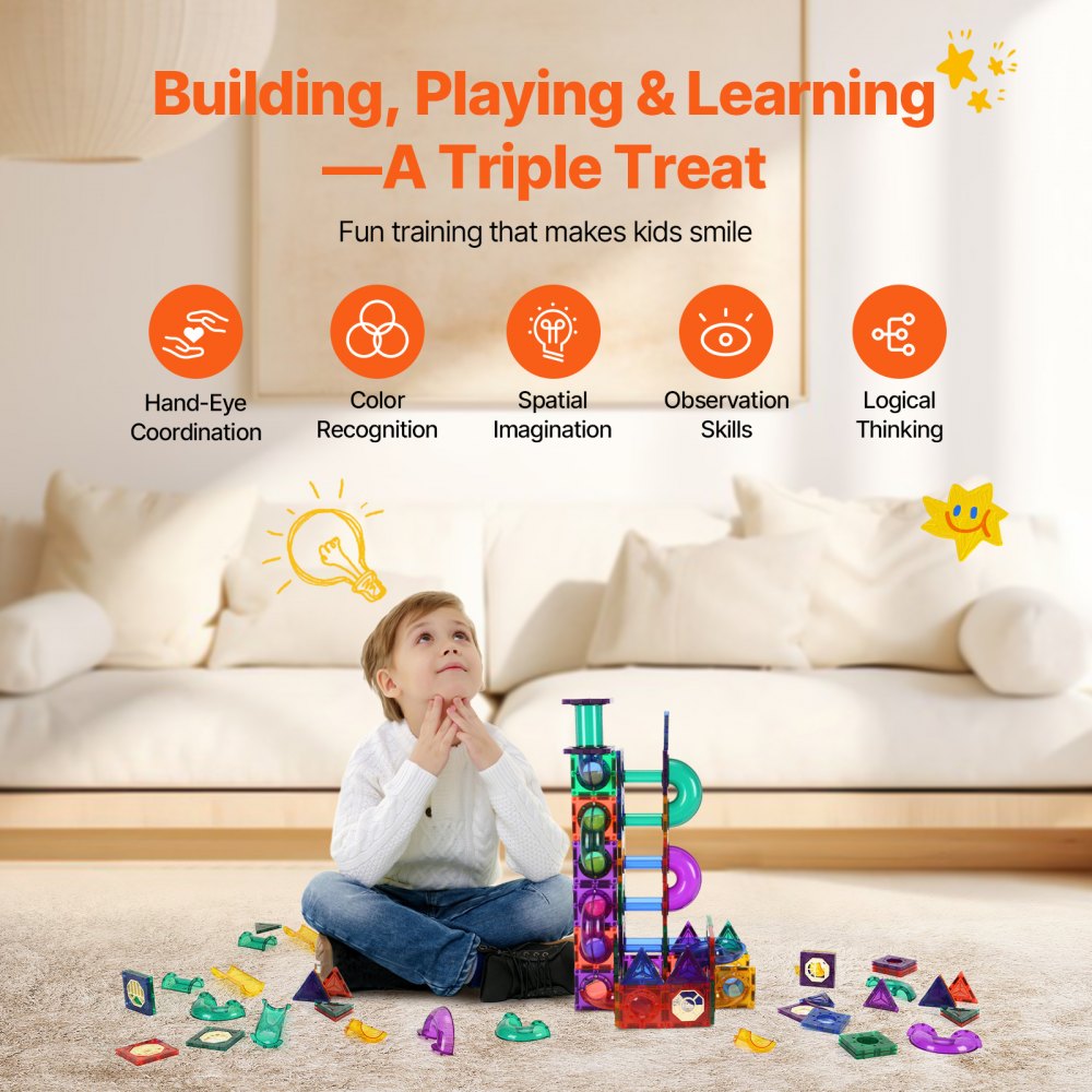 8893 - 15.75" Magnetic Marble Run Set for 3 Players