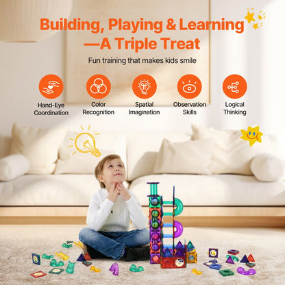8893 - 15.75" Magnetic Marble Run Set for 3 Players