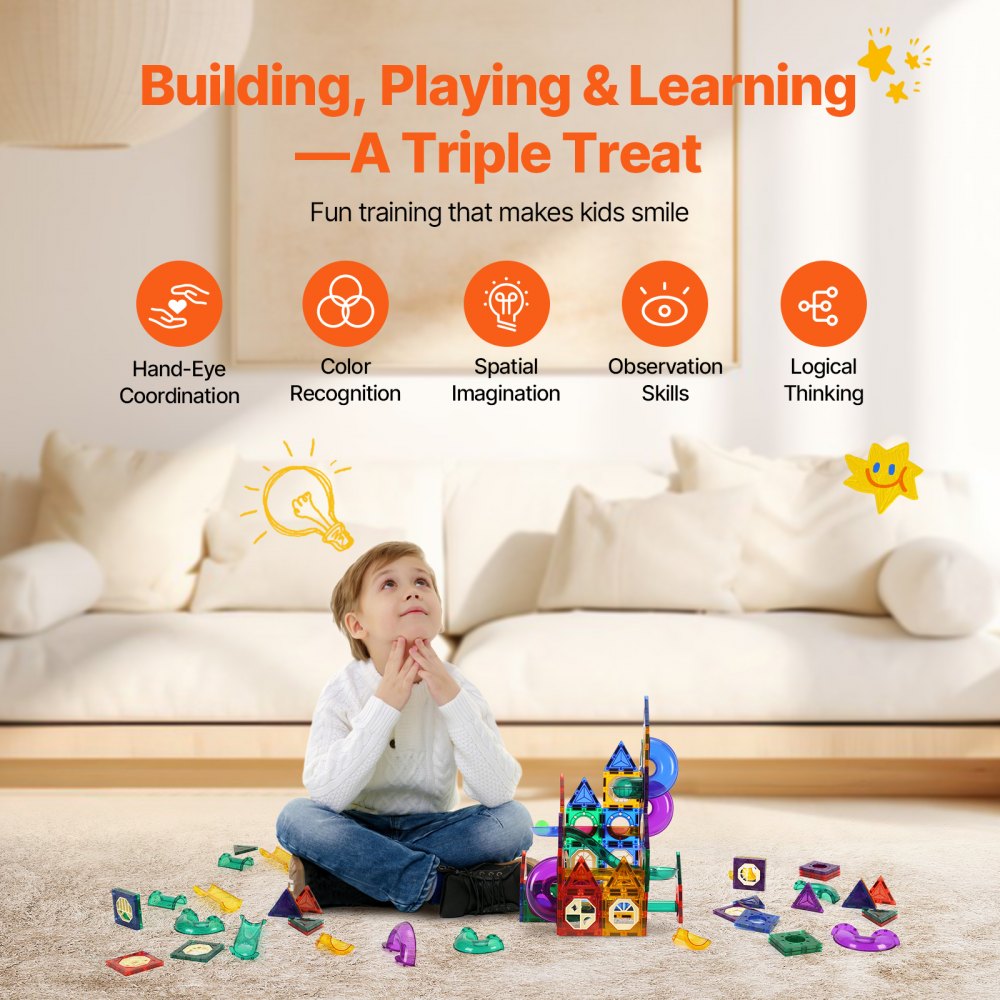 8892 - 93 PCS Magnetic Marble Run for Creative Kids Play