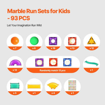 8892 - 93 PCS Magnetic Marble Run for Creative Kids Play