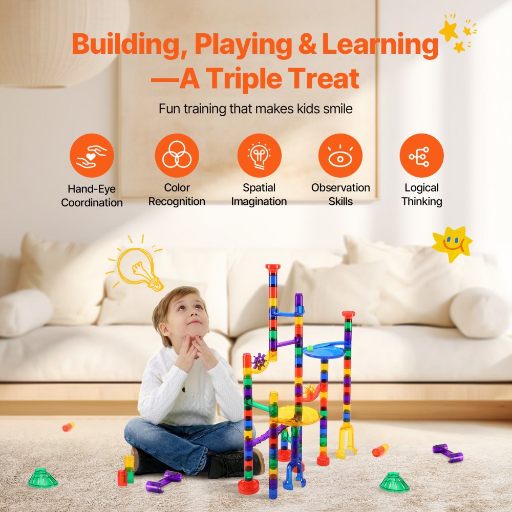 LT080 - 110 PCS Motorized Marble Run Set for Kids' Learning Fun