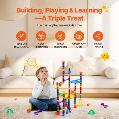 LT080 - 110 PCS Motorized Marble Run Set for Kids' Learning Fun