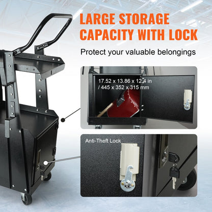 WT-79 - Heavy-Duty Welding Cart with Lockable Cabinet and Versatile Tool Storage