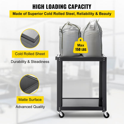 ECTCAV-0D - Height-Adjustable AV Cart, 26" x 24" x 18", 150 lbs Capacity