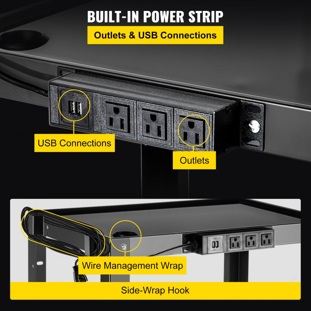 ECTCAV-0D - Height-Adjustable AV Cart, 26" x 24" x 18", 150 lbs Capacity