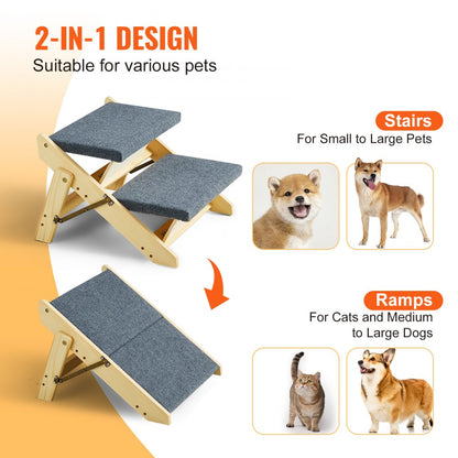 ZD-19-02 - VEVOR 2-in-1 Foldable Dog Stairs with Non-Slip Comfort