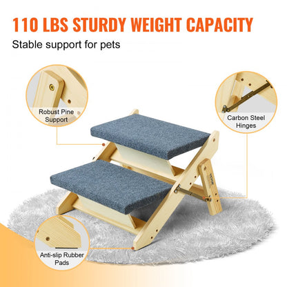 ZD-19-02 - VEVOR 2-in-1 Foldable Dog Stairs with Non-Slip Comfort