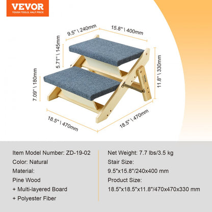 ZD-19-02 - VEVOR 2-in-1 Foldable Dog Stairs with Non-Slip Comfort
