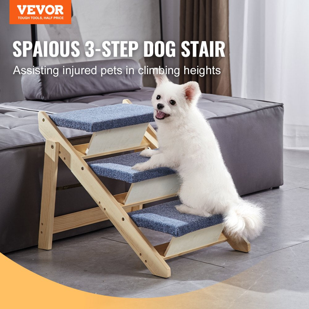 ZD-19-03 - 2-in-1 Wooden Pet Stairs & Ramp for Easy Access