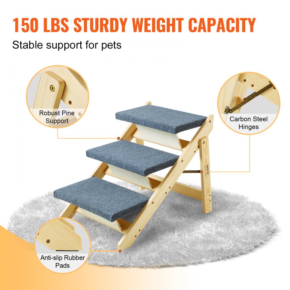 ZD-19-03 - 2-in-1 Wooden Pet Stairs & Ramp for Easy Access