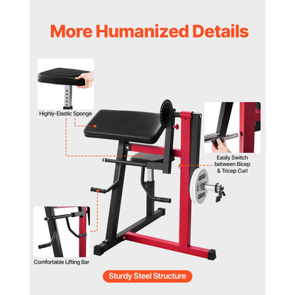 MSY1 - Adjustable 2-in-1 Bicep & Tricep Curl Machine with 165lbs Capacity