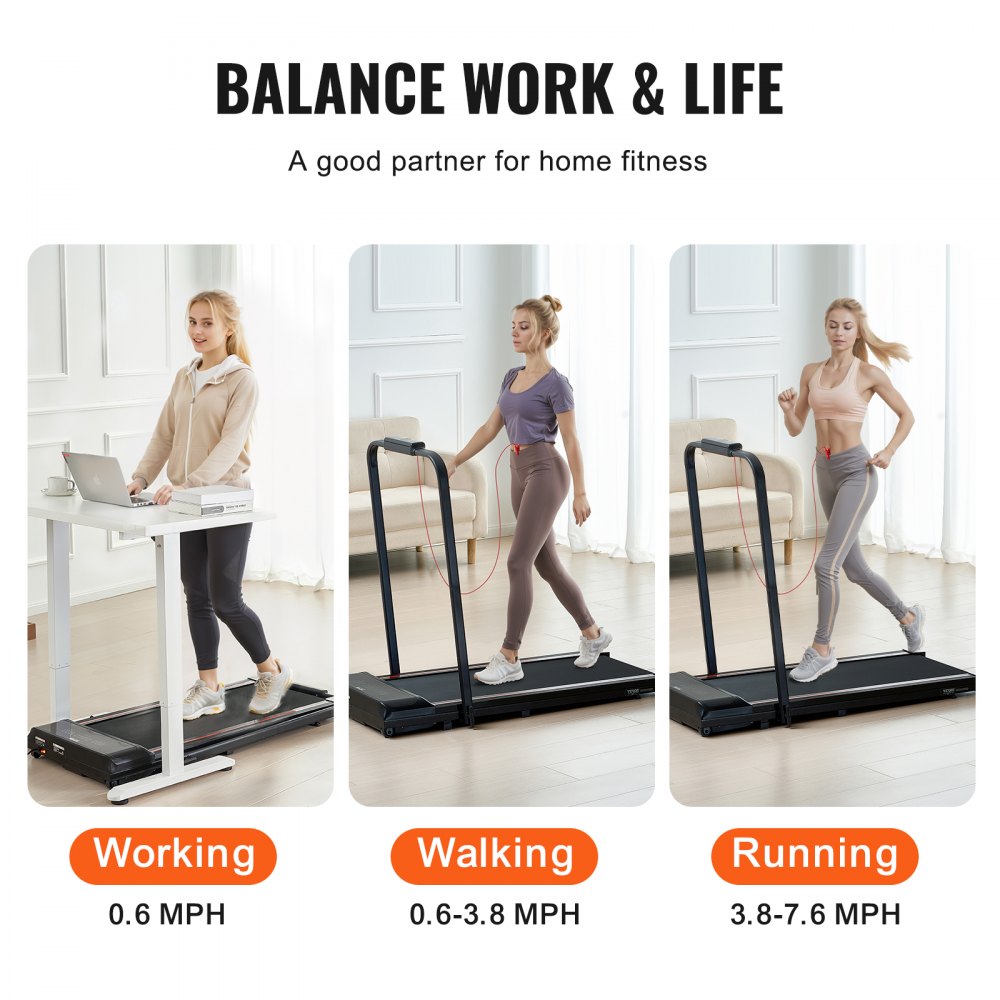 Q2F-3 - Compact Under Desk Treadmill with 5-Layer Non-Slip Belt