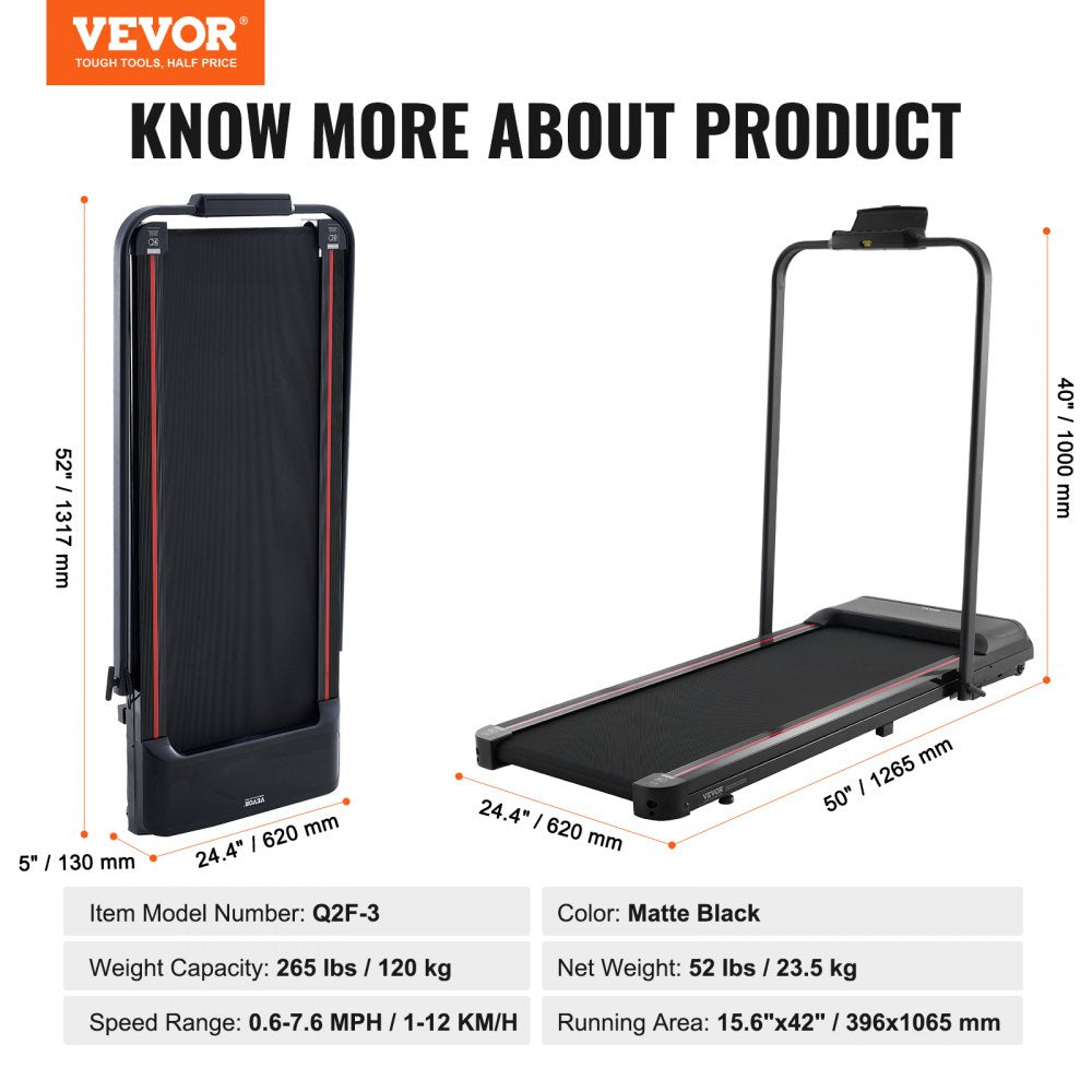 Q2F-3 - Compact Under Desk Treadmill with 5-Layer Non-Slip Belt