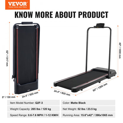 Q2F-3 - Compact Under Desk Treadmill with 5-Layer Non-Slip Belt