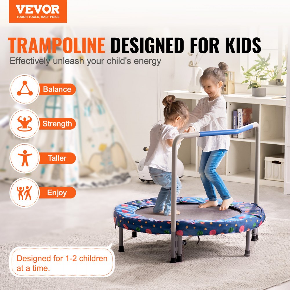 TX-B6232B-36in+I - 36" Durable Kids Trampoline, Indoor/Outdoor, Foldable Design