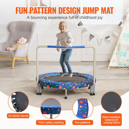TX-B6232B-36in+I - 36" Durable Kids Trampoline, Indoor/Outdoor, Foldable Design