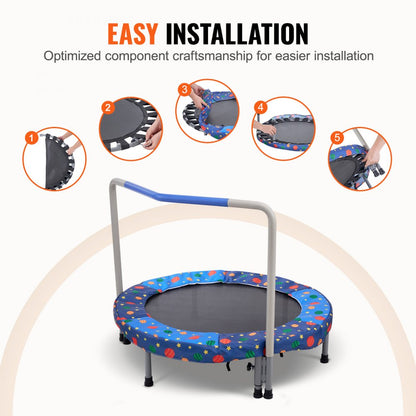TX-B6232B-36in+I - 36" Durable Kids Trampoline, Indoor/Outdoor, Foldable Design
