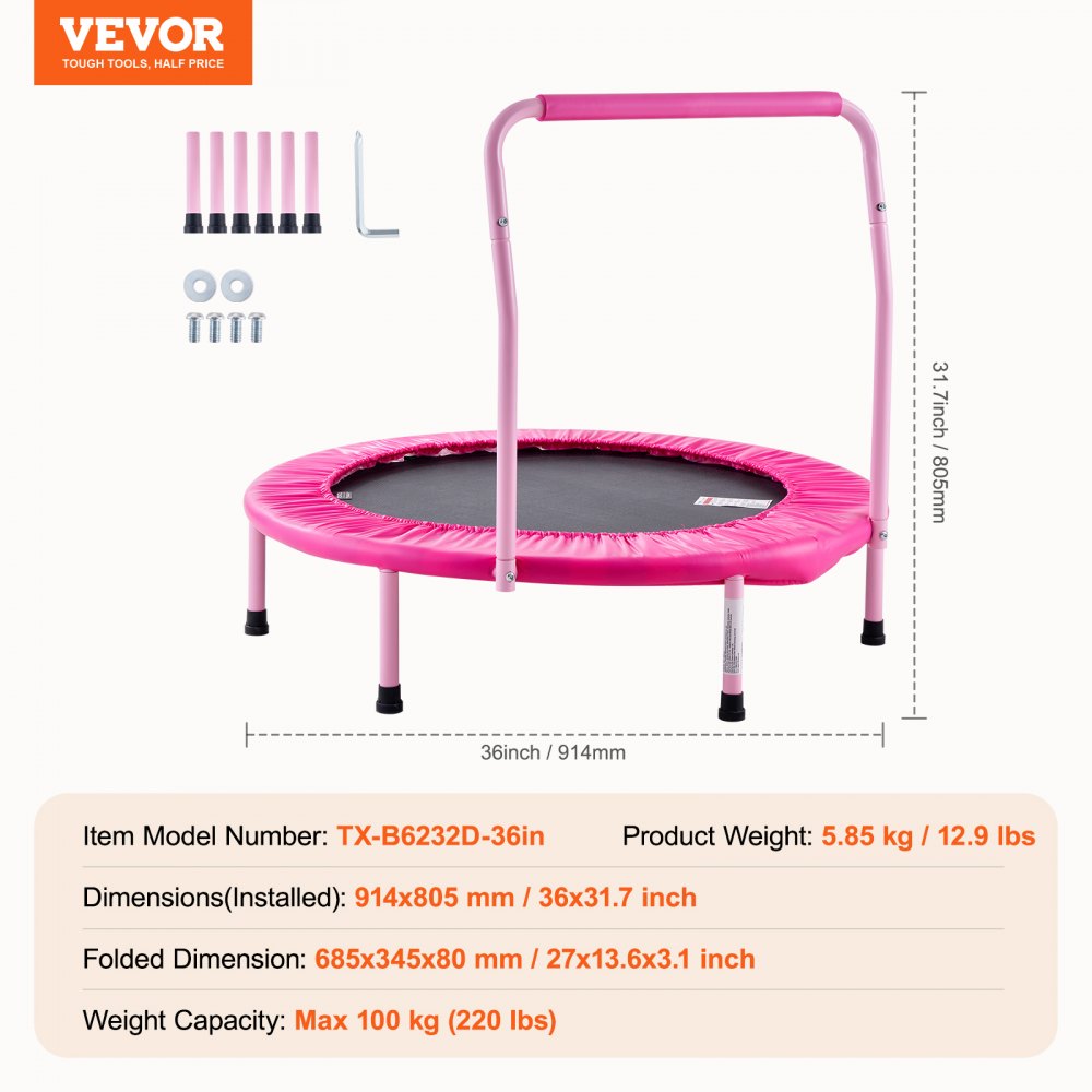 TX-B6232D-36in - Kid-Friendly 36" Indoor/Outdoor Trampoline for Active Play