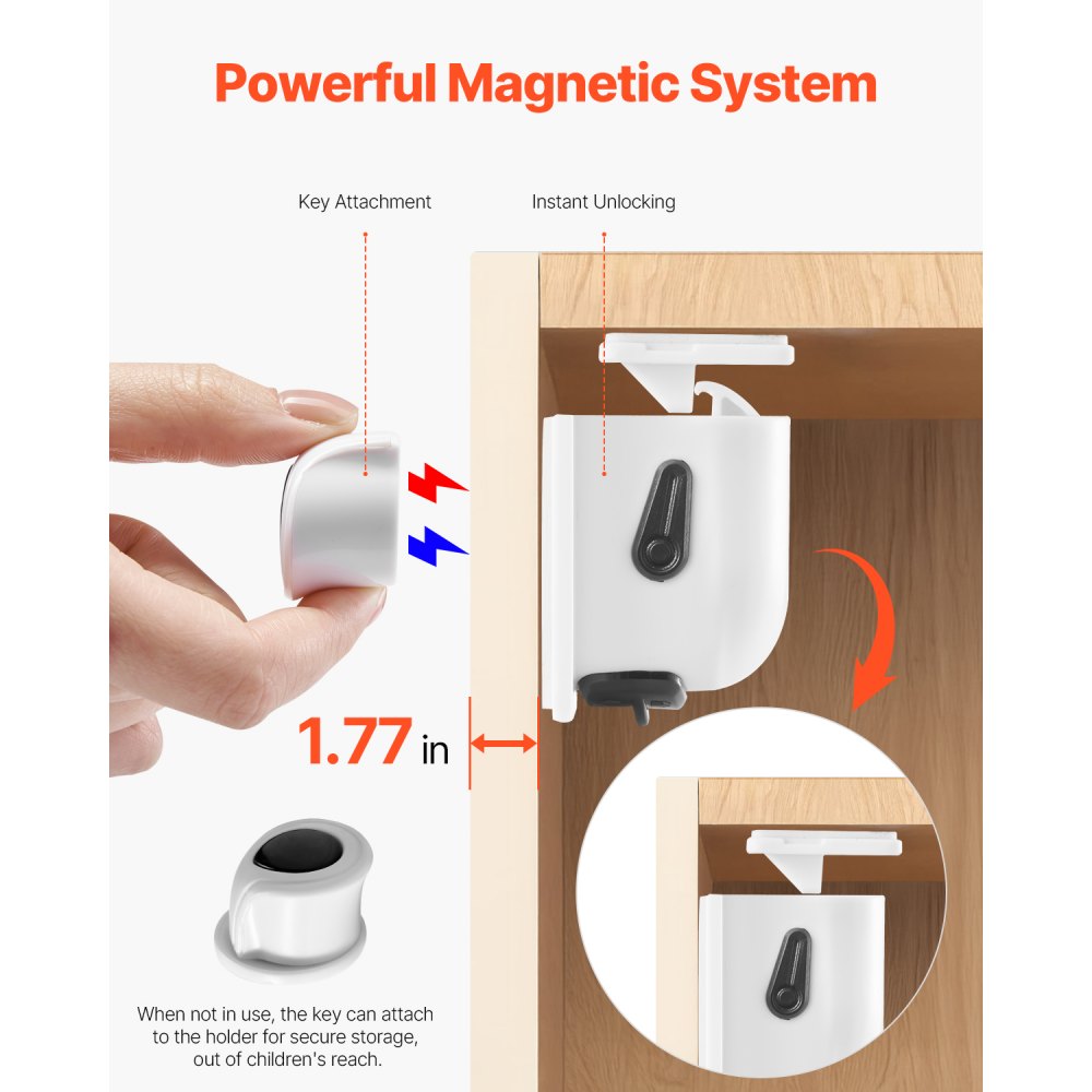 DC004-20+4 - Magnetic Child Safety Locks for Cabinets - 20 Pack