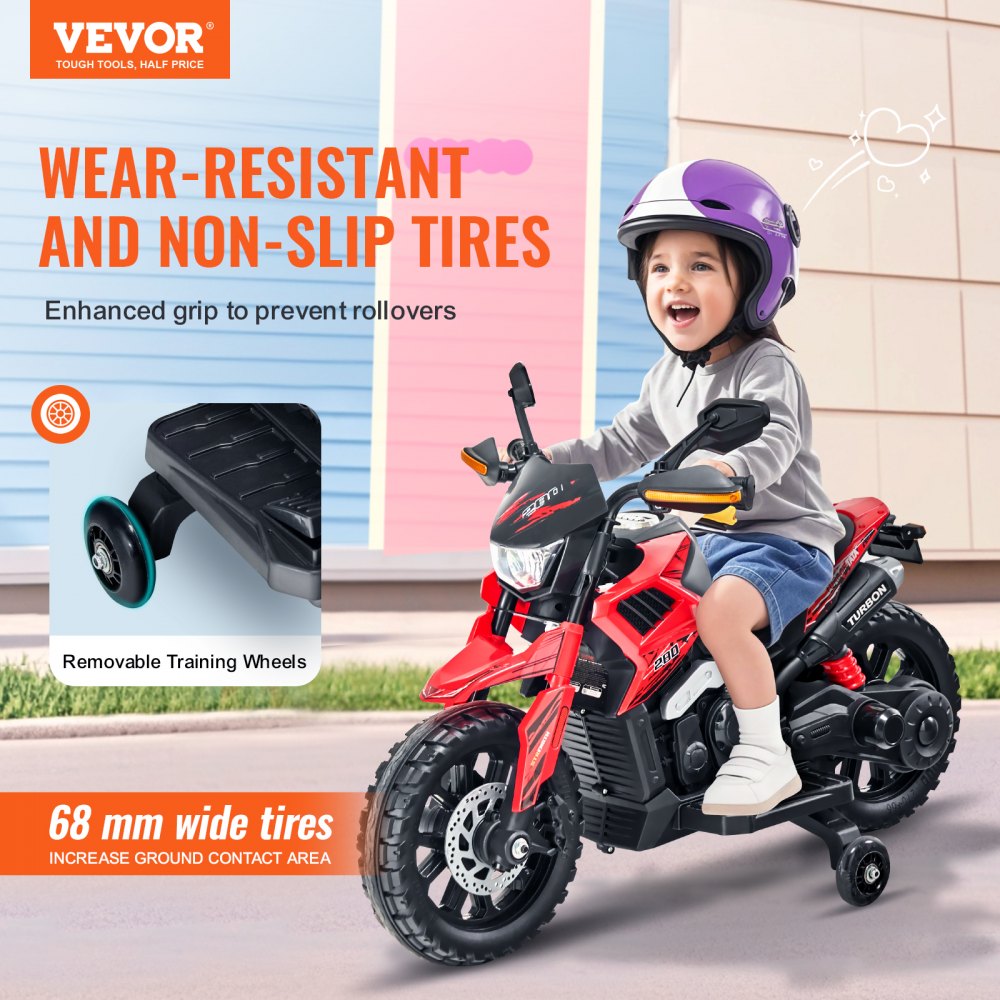 DLS-09 - 12V Kids Motorcycle with Bluetooth, LED Lights, Non-Slip Tires