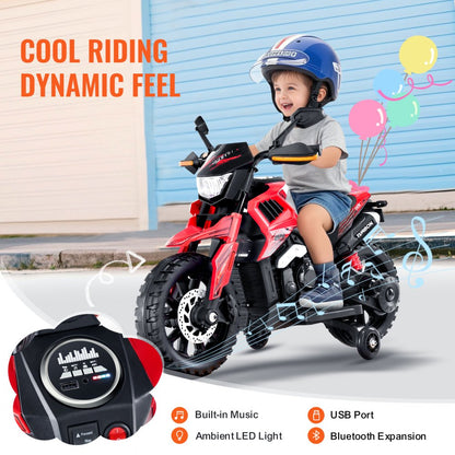 DLS-09 - 12V Kids Motorcycle with Bluetooth, LED Lights, Non-Slip Tires
