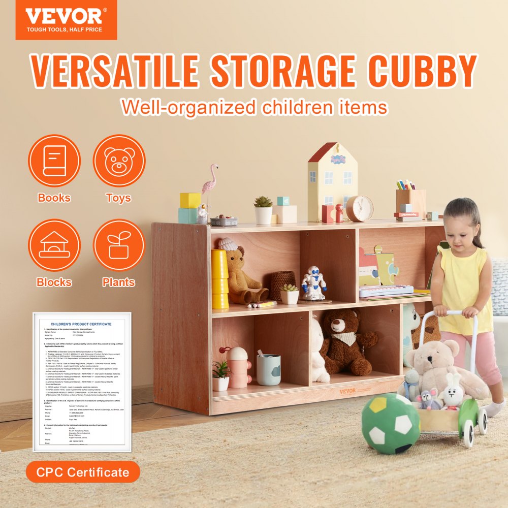 IVY-VVR-004 - 5-Compartment Kids' Organizer Cabinet for Toys & Books