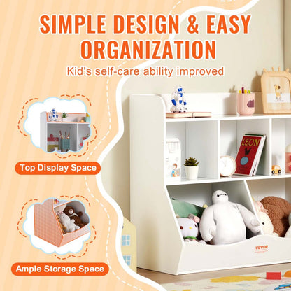 IVY-VVR-005 - 5-Cubby Wood Storage Organizer for Kids' Toys and Books