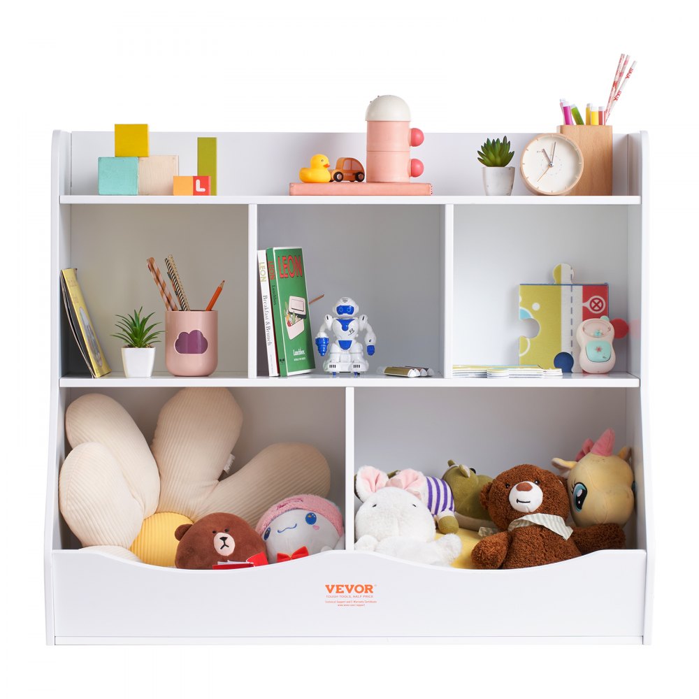 IVY-VVR-005 - 5-Cubby Wood Storage Organizer for Kids' Toys and Books