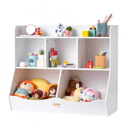 IVY-VVR-005 - 5-Cubby Wood Storage Organizer for Kids' Toys and Books
