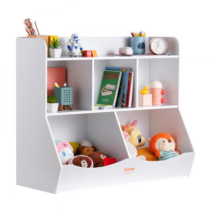 IVY-VVR-005 - 5-Cubby Wood Storage Organizer for Kids' Toys and Books
