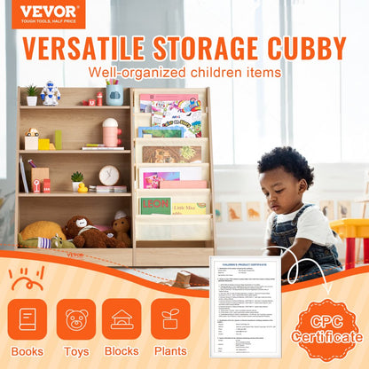 IVY-VVR-0056 - 4-Tier Wooden Kids Bookshelf for Organized Playrooms