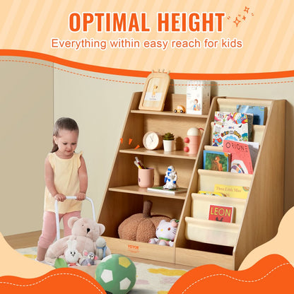 IVY-VVR-0056 - 4-Tier Wooden Kids Bookshelf for Organized Playrooms
