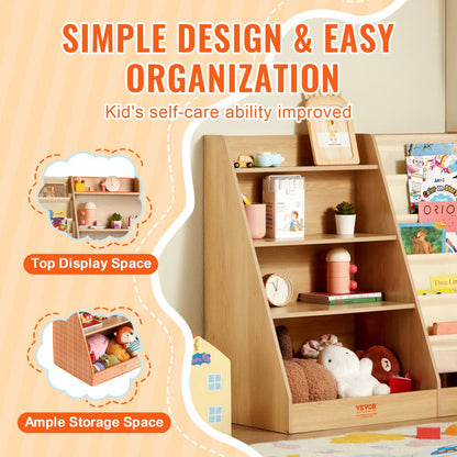 IVY-VVR-0056 - 4-Tier Wooden Kids Bookshelf for Organized Playrooms