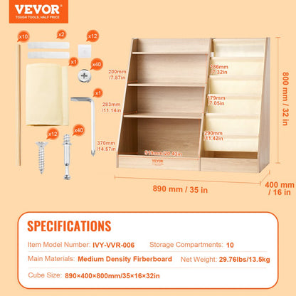 IVY-VVR-0056 - 4-Tier Wooden Kids Bookshelf for Organized Playrooms