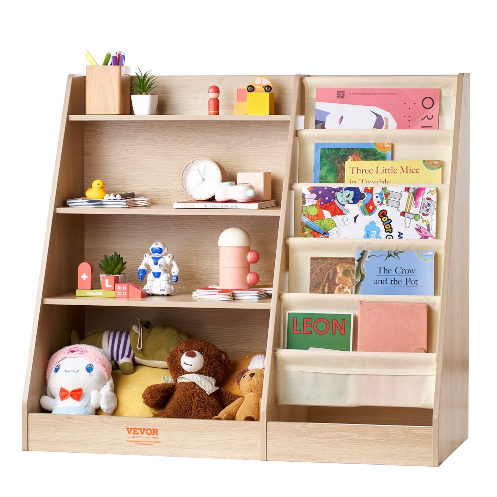 IVY-VVR-0056 - 4-Tier Wooden Kids Bookshelf for Organized Playrooms