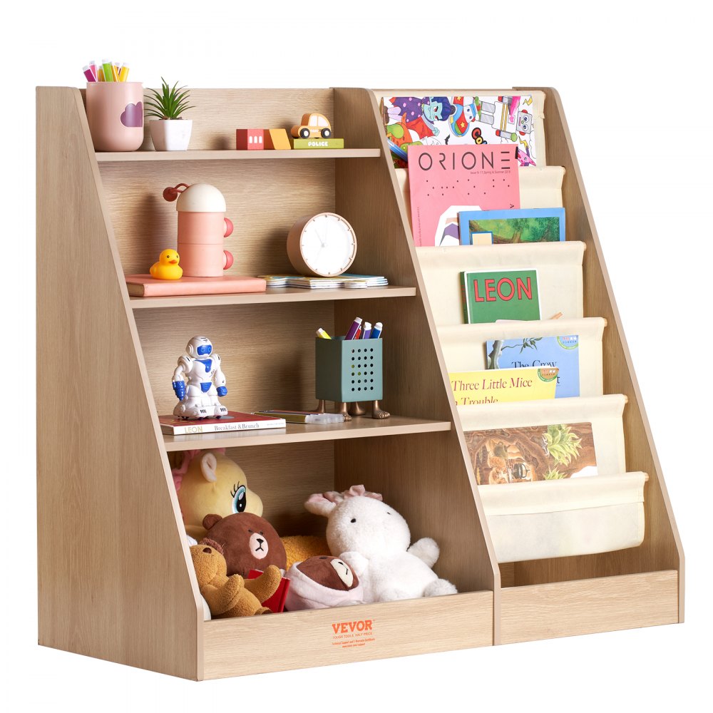 IVY-VVR-0056 - 4-Tier Wooden Kids Bookshelf for Organized Playrooms
