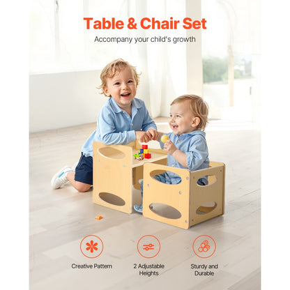 SYD03 - Durable Montessori Table & Chair Set, 15"x12" & Adjustable Heights