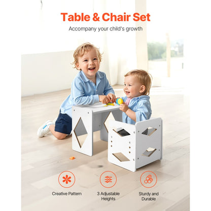 SYD04 - Montessori Set: Adjustable Weaning Table & Chair - 15.4"x12"x15"