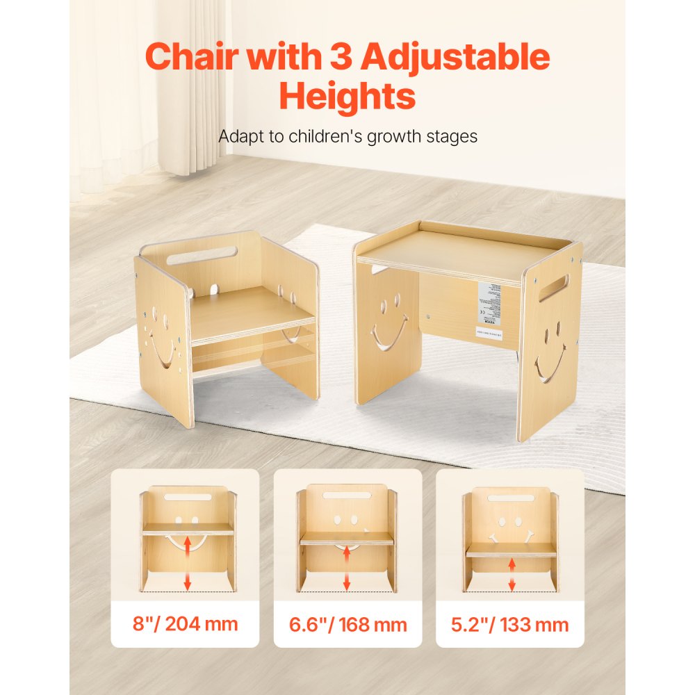 SYD01 - Adjustable Height Montessori Table and Chair Set with Chalkboard Surface