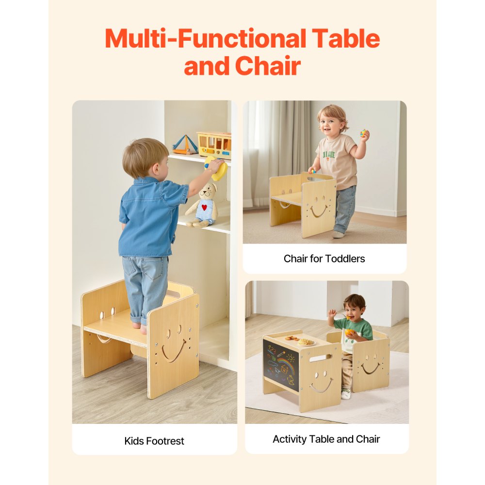 SYD01 - Adjustable Height Montessori Table and Chair Set with Chalkboard Surface