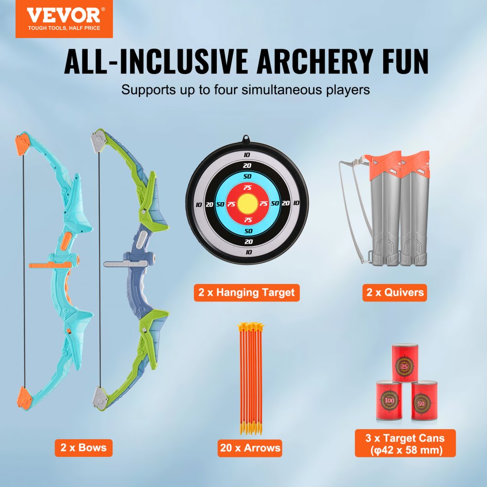 8009-4 - Kids' LED Bow and Arrow Set with Targets & Quivers