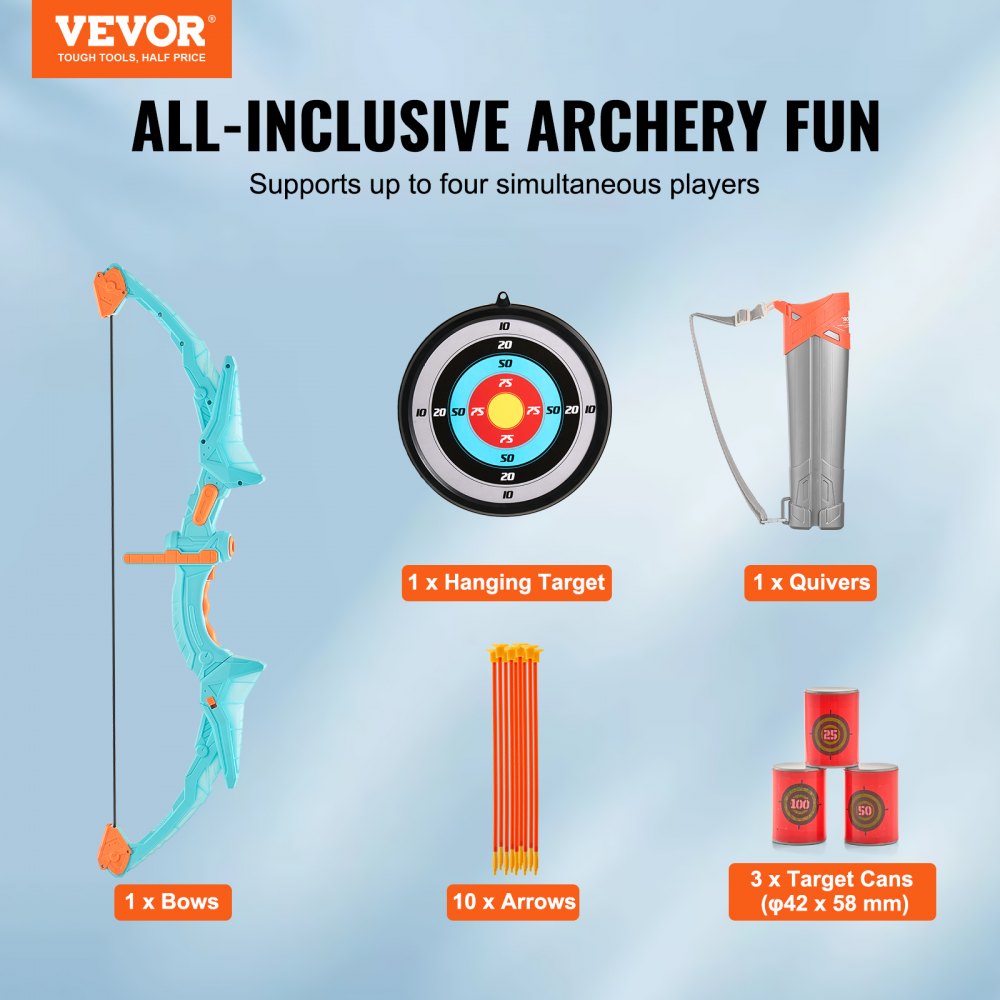 8009-5 - Kids' LED Bow & Arrow Set with Suction Cup Arrows and Target
