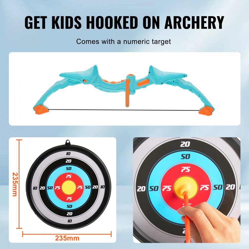 8009-5 - Kids' LED Bow & Arrow Set with Suction Cup Arrows and Target